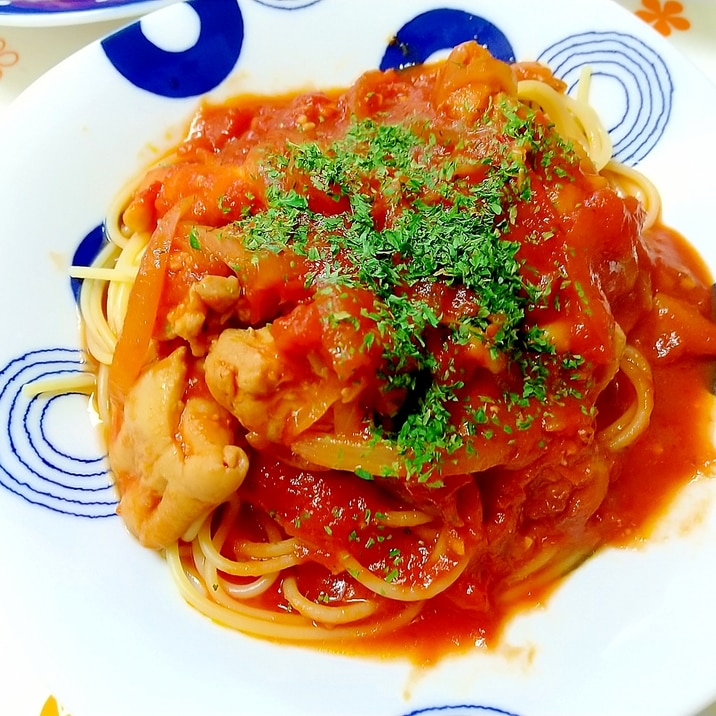 カットトマトで 鶏もも肉とエリンギのトマトパスタ レシピ 作り方 By さとママ3645 楽天レシピ カットトマトで 鶏もも肉とエリンギのトマトパスタ レシピ 作り方 By さとママ3645 楽天レシピ